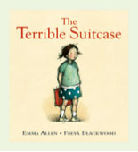 Book cover with title and a child carrying a suitcase