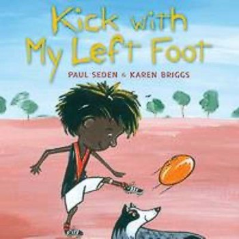 Cartoon of a kid kicking a football with his dog watching