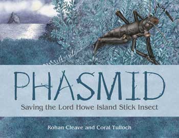 Cover with illustatin of the stick insect by the shoreline of Lord Howe Island