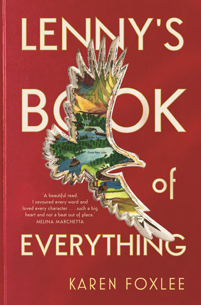 A bird shape coloured by a landscape on the book cover