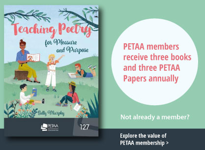 Feature image with Teaching Poetry book cover linked to membership