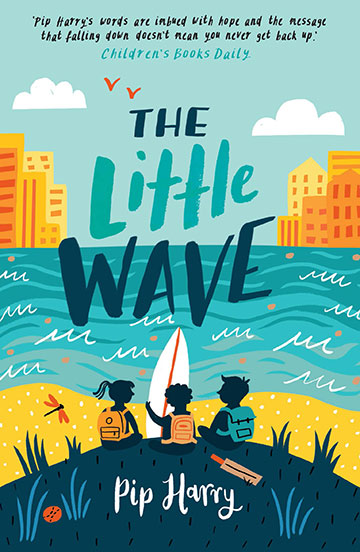 Kids by a city beachbon the cover of The Little Wave