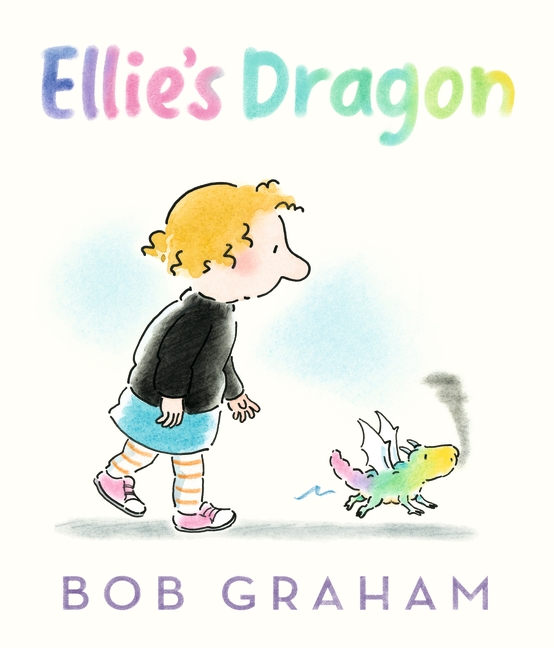 Illustration of a girl following a small dragon on the cover of Ellie's Dragon